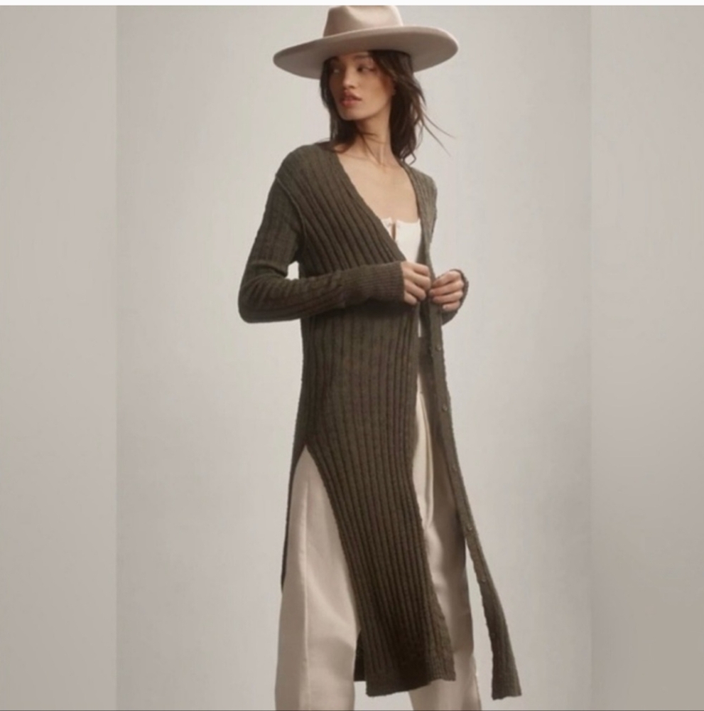 Olive Long Cardigan Sweater